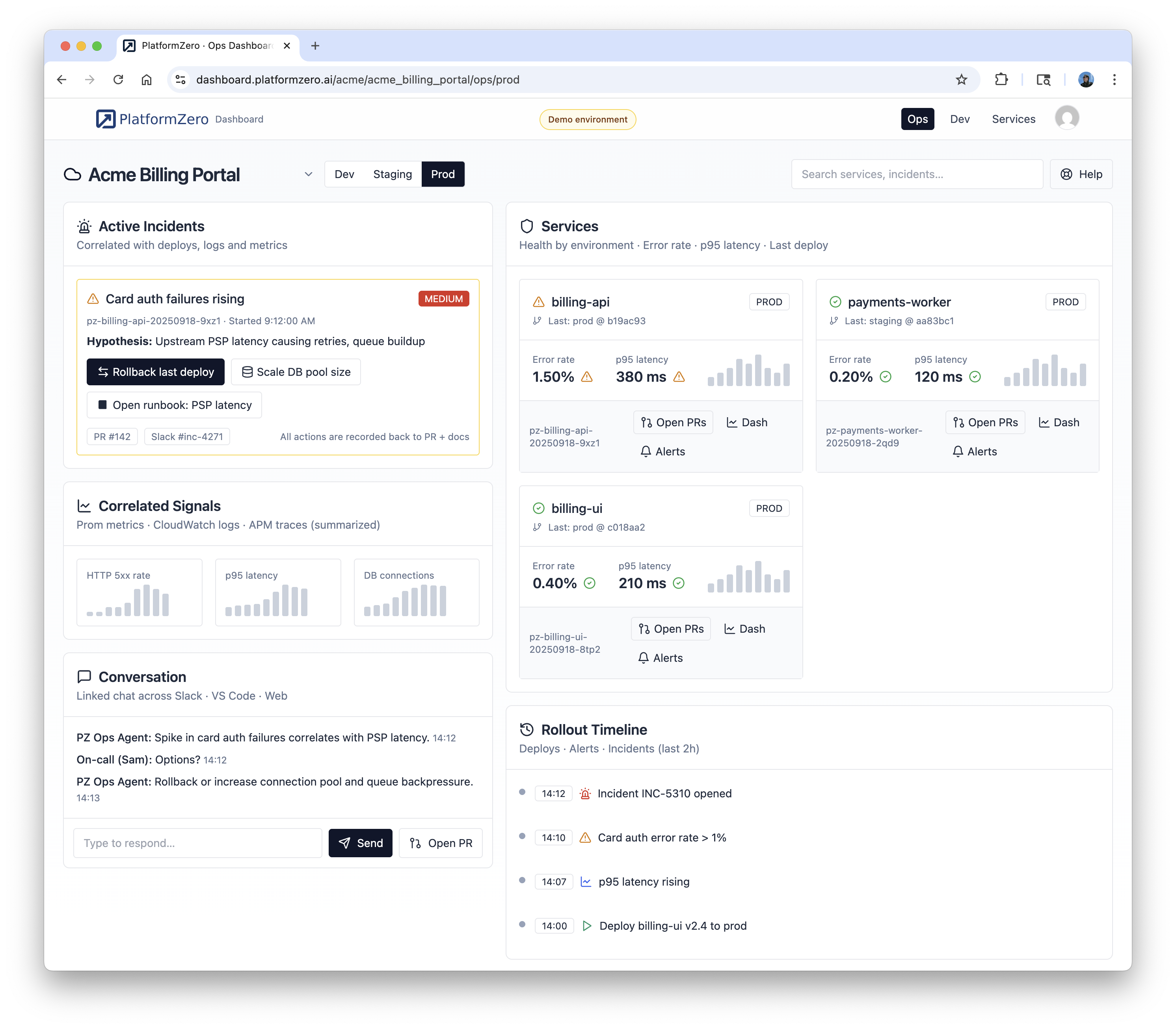 PlatformZero Operations Dashboard